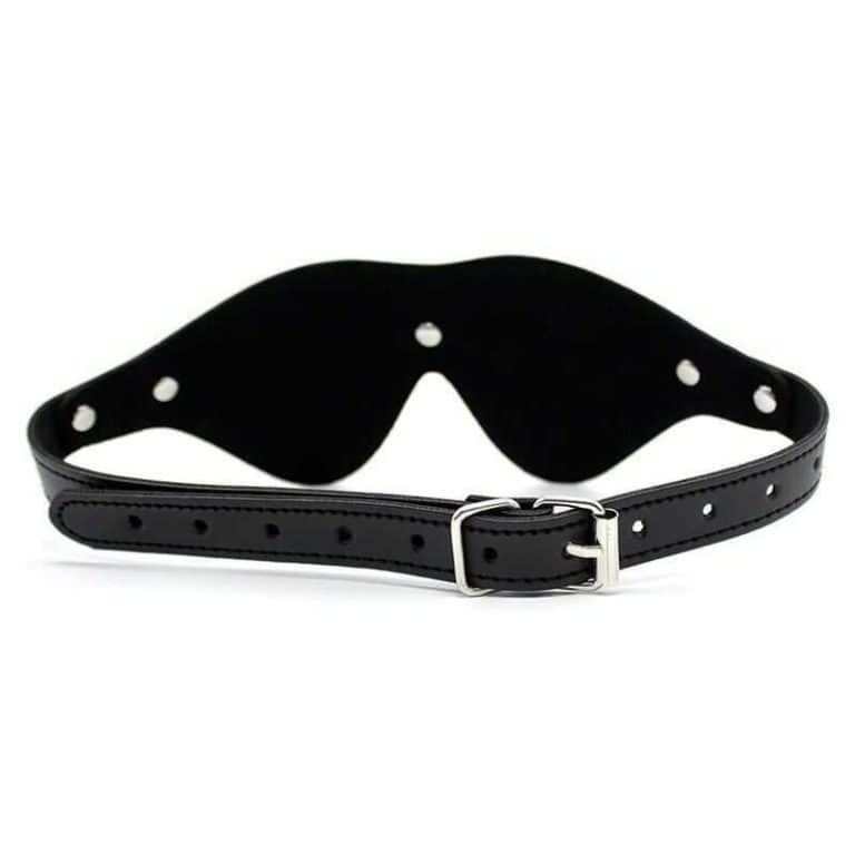 Bandeau BDSM en cuir noir pour les yeux, accessoire de privation sensorielle