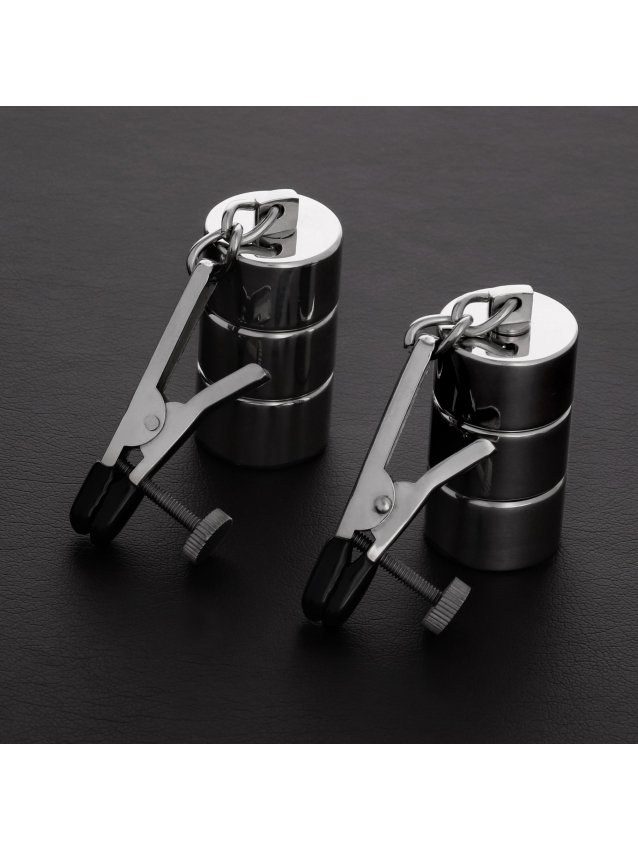 Adjustable nipple clamps with weights, accessible Lovehoney-style range